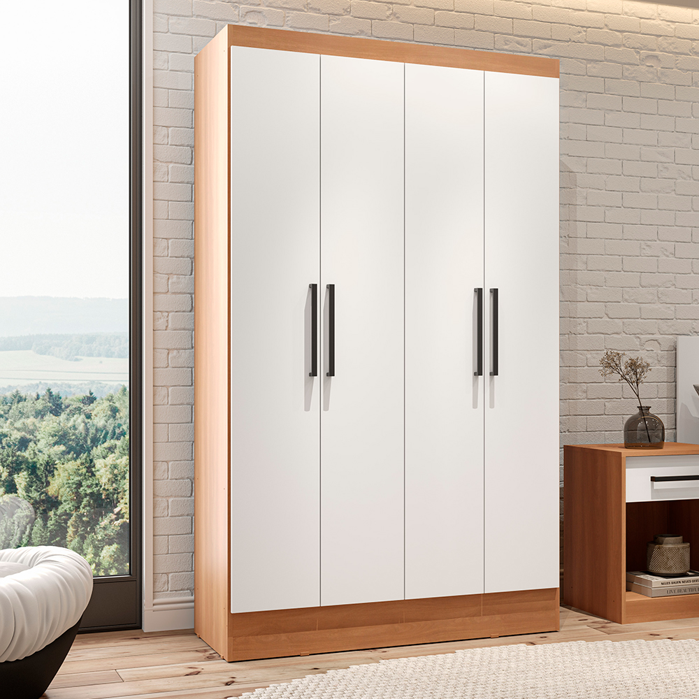 Clóset 4 Puertas Ambar Blanco-Canela