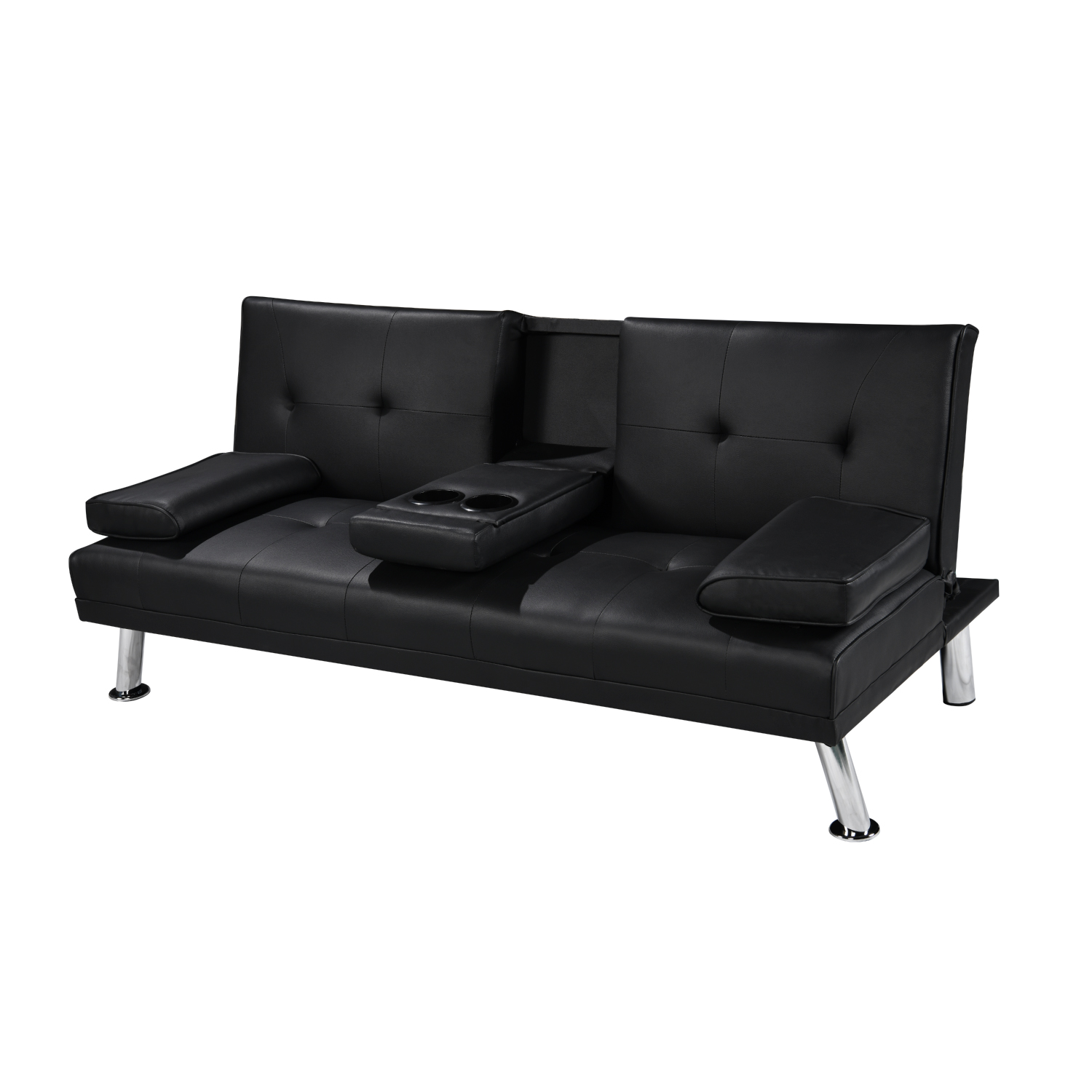Sofa Cama Eco Cuero Negro